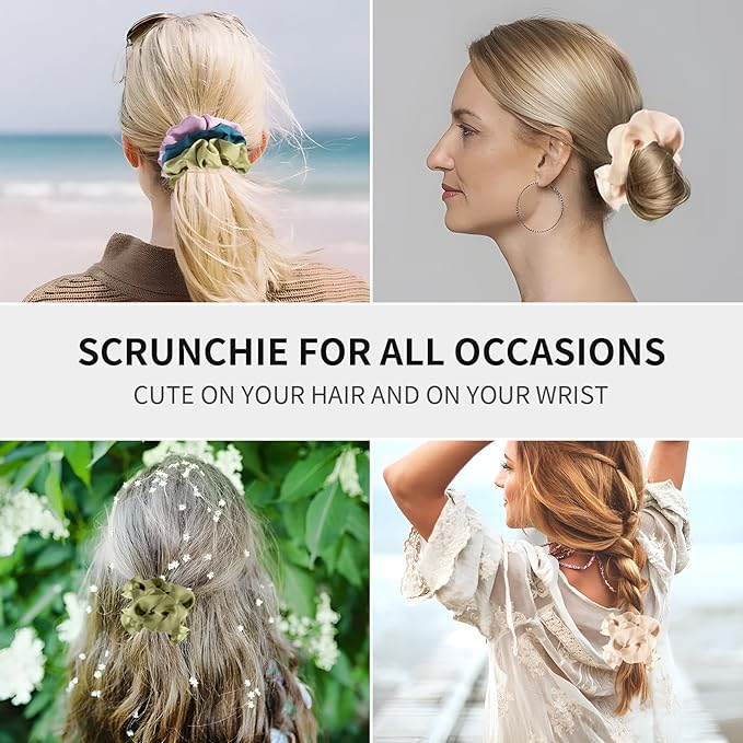 5Pcs Mulberry Silk Hair Ties,Silk Hair Scrunchies for Frizz & Breakage Prevention,No Damage,Elastic Ponytail Holders, Funny Gifts for Girlfriend Her Mon Grandma Daughter