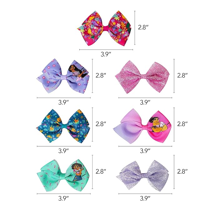 Disney Encanto Hair Bow Clips Bundle - 4 Inch Alligator Clips with Different Images, Ages 3+
