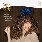 Silk Scrunchies for Women Ponytail Holders – Oversized Mulberry Silk Scrunchies – Extra Large No Damage Hair Ties for Curly, Thick, and Thin - Hair Accessories for Women – Sapphire, XL By Curlfriend