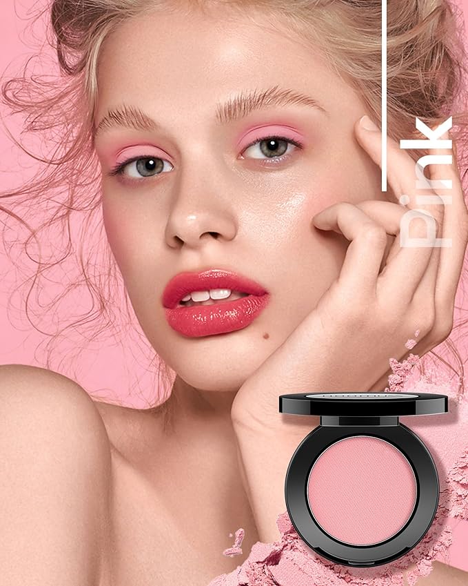 Single Pink Eyeshadow Matte Handmade Pressed Eyeshadow Palette Long Lasting With No Creasing Pigmented Pink Eye Shadow- 1Pink