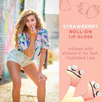 Honestly Margo Roller Girl Roll-On Lip Gloss (Strawberry Amber, 2 Pack) – Lip Gloss for Women with Hydrating Vitamin E & Moisturizing Shine, Refreshingly Lightweight Your Lip Stain, Non Stick Gloss