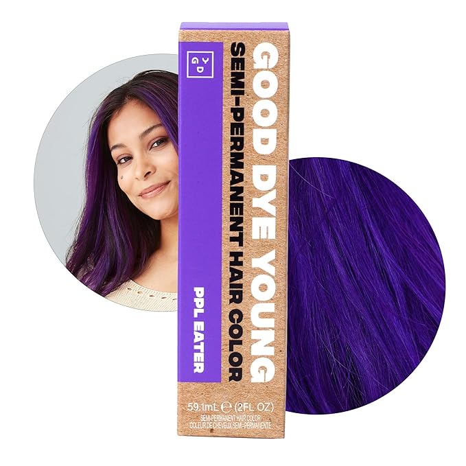 Good Dye Young Streaks and Strands Semi Permanent Purple Hair Color (PPL Eater) - UV Protective Temporary Conditioning Dye for 15-24+ Washes - Vegan & Cruelty-Free