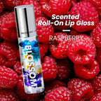 Blossom Roll on Lip Gloss, Scented Clear High Shine Moisturizing Lip Oil, Non Sticky, Infused with Real Flowers, Made in USA, 0.2oz, Raspberry
