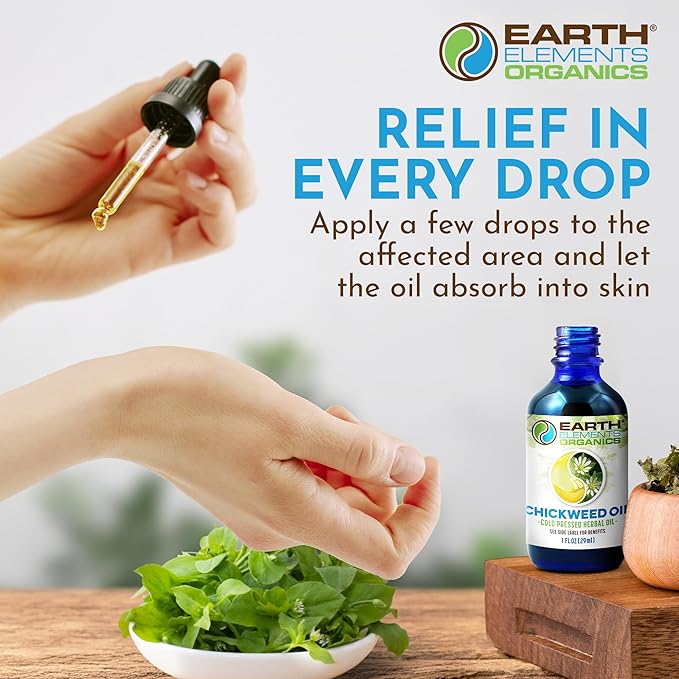 Chickweed Oil, Herbal Remedy Infused in Sunflower Seed Oil, Organic Skincare for All Skin Types - 1 fl oz