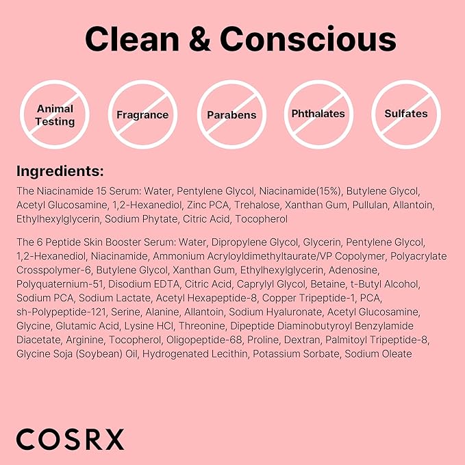 COSRX Niacinamide 15% Peptide Booster Set - Amazon Exclusive - Korean Skin Care Set, Gift Sets, Niacinamide Serum, Face Serum, Stocking Stuffers, Gifts For Women