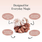 Kitsch & Disney Satin Scrunchies for Women - No Crease Hair Ties for Girls | Big Scrunchies with All Hair Types and Textures, Perfect for Day or Night | Ideal Gifts for Women - 2 Pcs, Desert Crown