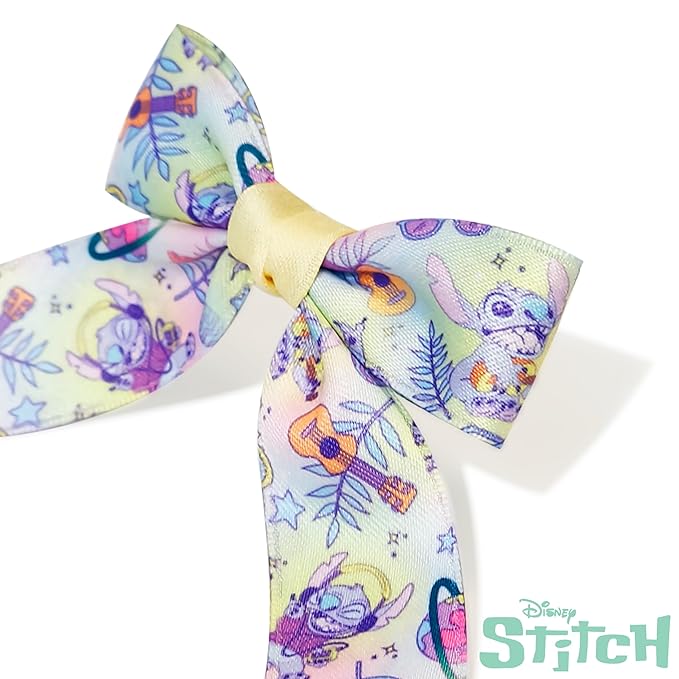 LUV HER Disney Lilo & Stitch Printed Long Tail Hair Bow Set for Girls - Printed Bows with Alligator Clips - Cute Hair Accessories for Kids Ages 3+