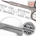 3 Swords Germany - brand quality STAINLESS STEEL INOX CURVED CUTICLE TOWERPOINT SCISSORS (1 PIECE) with case for manicure pedicure - nail care by 3 Swords - Made in Germany