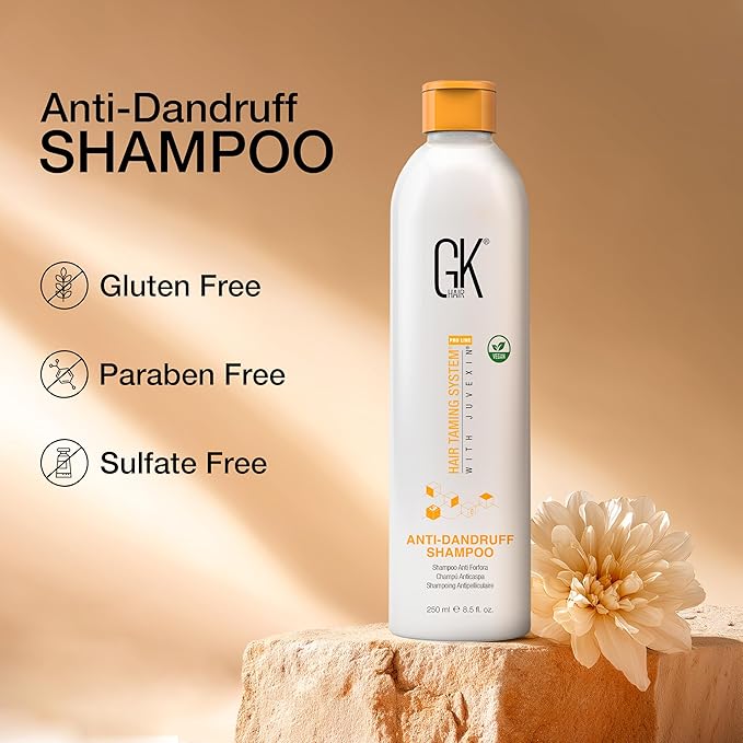 GK HAIR Anti-Dandruff Shampoo Leaving Your Scalp Refreshed and Hair Soft, Smooth – Sulfate-Free Shampoo for Dry Damaged Hair for Men and Women 8.5 Fl Oz
