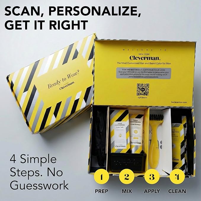 2X Reusable Hair & Beard Dye System for Men – Up to 10 Uses | 7-Minute Natural-Looking Gray Coverage | No-Drip Cream with SkinArmour® – Cleverman (Lightest Blond)