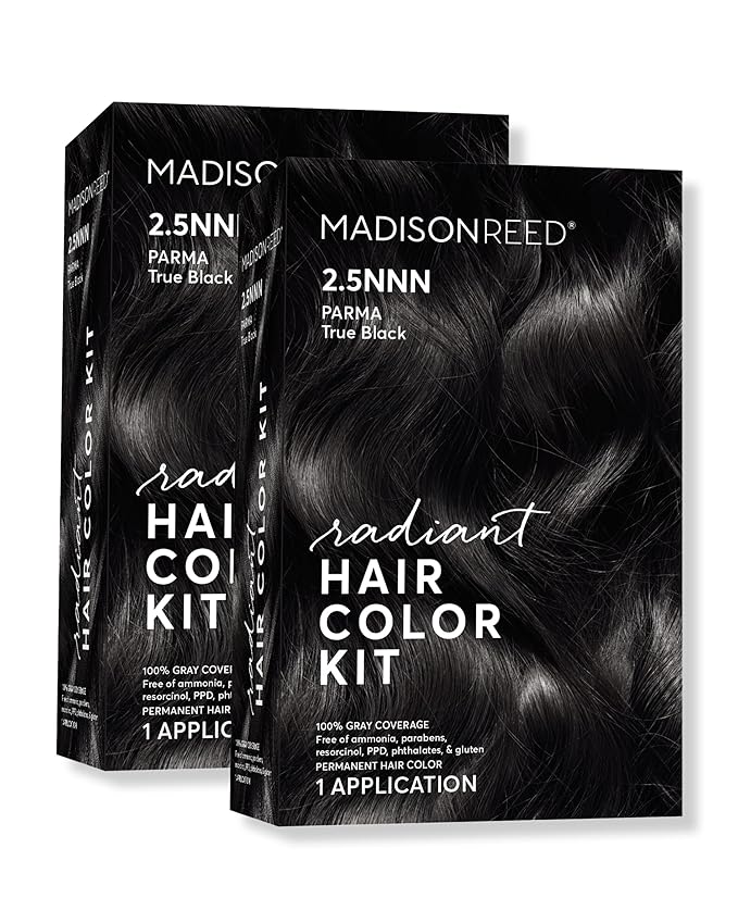 Madison Reed Radiant Hair Color Kit - 2.5NNN Soft Black (Parma Black), 100% Gray Hair Coverage Permanent Hair Dye for Resistant Grays | PPD-Free & Ammonia-Free, 2 Pack