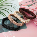 4Pcs Mulberry Silk Scrunchies Set, Silk Hair Ties Elastic for Women, Skinny Scrunchies Reduces Breakage for All Hair Types Srevela