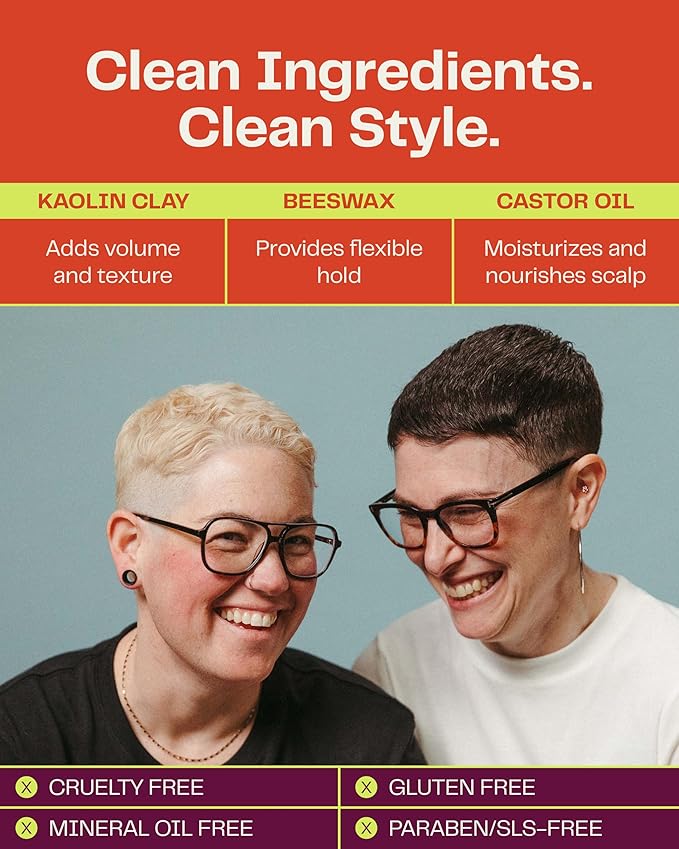 Barb Soft Clay Pomade for Women and Men - Medium Hold Hair Pomade Styling Clay for Thin and Thick Hair - Non-Sticky, Water-Based - Fragrance Free - 2 oz