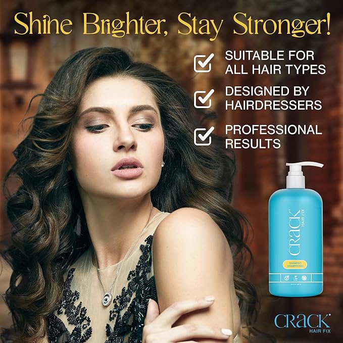 Crack HAIR FIX Shampoo with Pump | Moisturizing & Strengthening Sulfate-Free Formula | Protects Against Dryness, Reduces Breakage & Restores Shine | 33.8 Oz / 1000 mL