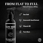 Flow Bros Sea Salt Spray for Hair – Texturizing & Volumizing Sea Salt Spray with Natural Ingredients, Vitamin B5 & Amaranth Seed Extract – Light Natural Finish, Alcohol, Paraben, Phthalate Free – 8oz