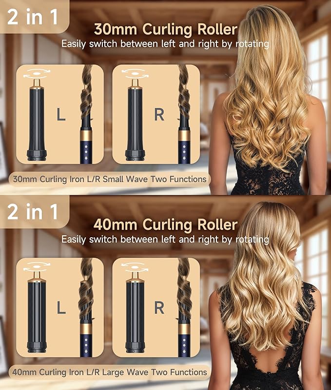 & HR-01 Multifunctional Hair Styler (3+2+2+1) 8-in-1 Integrated Functions: Negative Ion Hair Dryer, Hot Air Styler - No Heat Damage, Quick Drying, Straightening, Curling & Volumizing