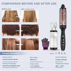 Infrared Bounce Brush, Heated Thermal Round Brush with Negative Ion Technology, 8 Heat Settings for Blowout Look with Hair Care Oil, Straightening & Curling, 1.5" Barrel for All Hair Types, Black