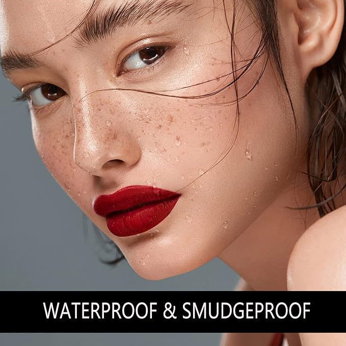 MAKI YIKA 3Pcs Matte Liquid Lipstick Makeup Set, Dark Red Purple Nude Lipstick Long Lasting Smudge Proof Transfer Proof Lip Makeup