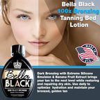 Bella Black 100X Bronzer Tanning Lotion – Premium Tanning Bed Lotion with Extreme Silicone Emulsion and Banana Fruit Extract – Instant Results – Dark Tanning Lotion for Indoor Tanning Beds - 13.5oz