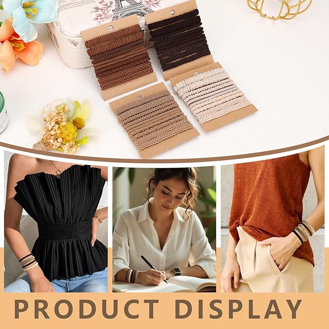 Pony tails hair ties for thick or thin hair, no damage,black,white strong bands for women or girl, Boho 40pcs,elastics hairtyes hair tie bracelets for Mother's Day,Valentine's Day,Christmas gifts.