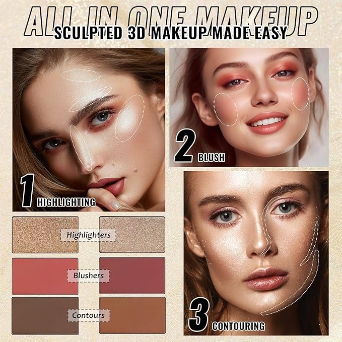 UCANBE Eyeshadow Palette with 15 Brushes Makeup Sets, Pigmented Eye Makeup Pallet Holiday Gift Set, Matte Smokey Rosy Neutral Glitter Eye Shadow Powder & Contour Highlight Blush All-in-One Make Up Kit