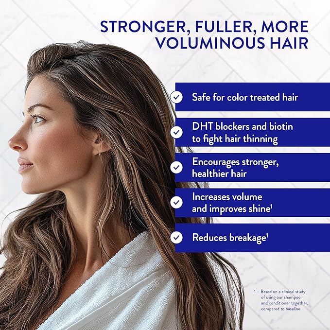 Routine Wellness 1 Liter Anti-Thinning Volumizing Shampoo and Conditioner Set for Thinning Hair & Hair Loss - Grow Your Confidence with Biotin & DHT Blockers - 1 Liter Unscented Set