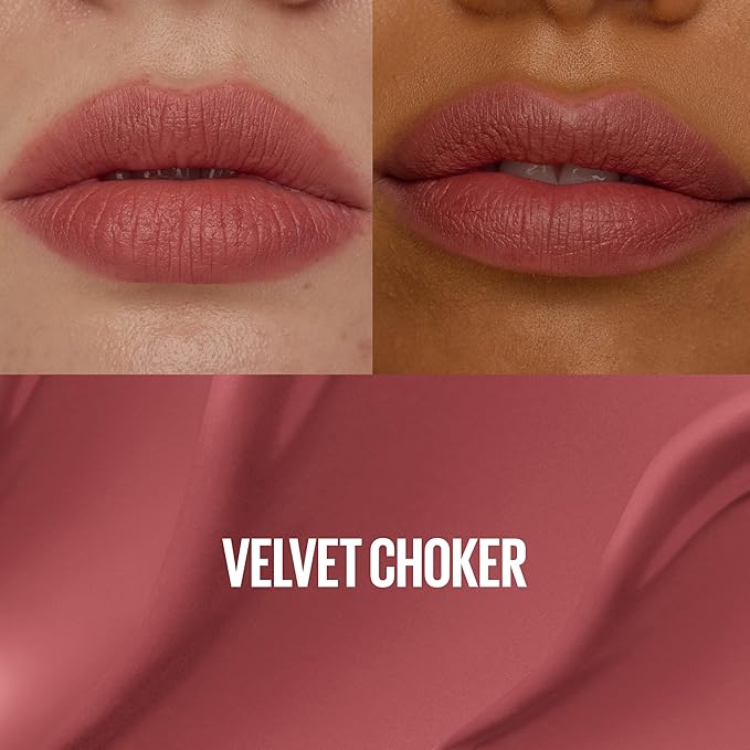 MAYBELLINE Super Stay Teddy Lip Tint, Long Lasting Matte Lipstick for Up To 12HR Wear, Velvet Choker, 1 Count