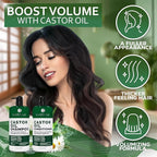 Castor Oil Shampoo and Conditioner Set - Thickening Products for Thinning Hair Women and Men - Sulfate Free Formula - Hydrating, Volumizing and Moisturizing for Dry Hair - Volume Boosting, Color Safe