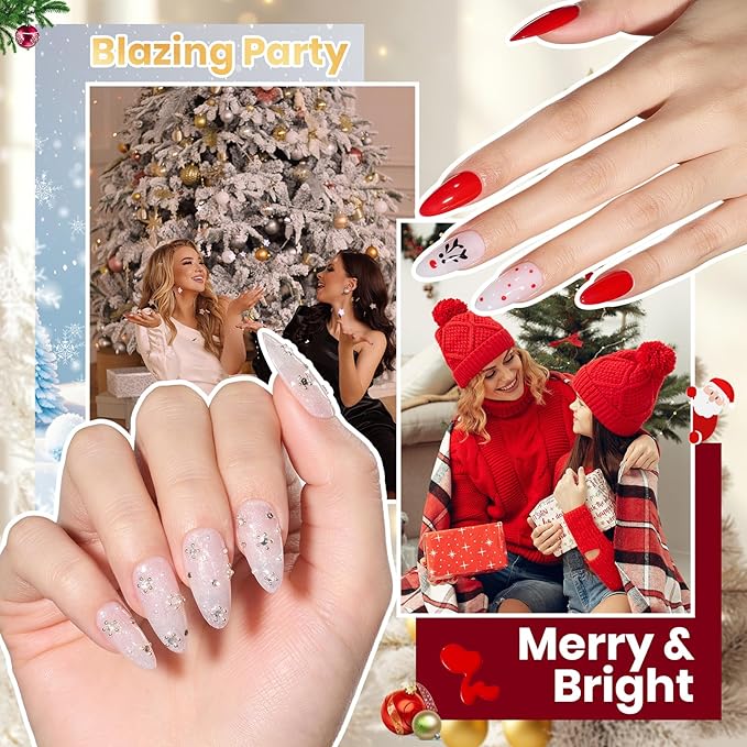 Beetles 80 Pcs Christmas Gel Nail Polish Kit with U V Light - 55 Color Gel Nail Kit Gifts for Teens Women Girls Soak Off Color Enchantment Winter Red Nails Art Home DIY Salon Beginners Manicure Set