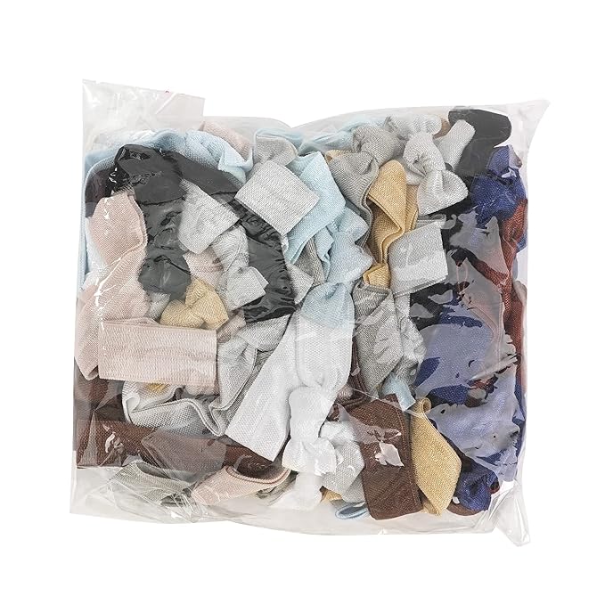 MEEDEE Neutral Tones Hair Accessories 100 Pack - Soft, No-Crease Elastic Hair Ties, Knotted for Pony Tails and Yoga, Ouchless and Stretchy Ribbon Bracelets for Women