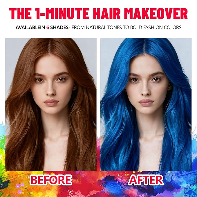 Temporary Blue Hair Color Spray& Wax - Washable One-Time Use Hair Color for Women, Kids, Adults - For Halloween, Cosplay, Parties, Festivals - Washes Out Easily (Blue)
