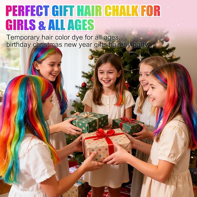 10 Colors Festive Fun Hair Chalk Combs, Advanced Temporary Glitter Hair Colors Hair Chalk Combs, Washable Hair Color Dye for Birthday Christmas Party Gifts for Teenage and Girls