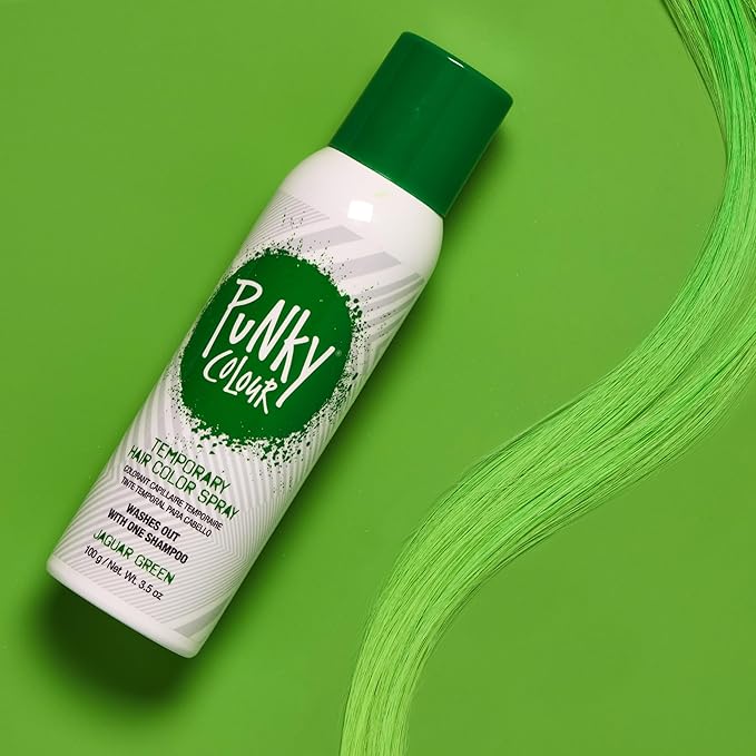 Punky Temporary Hair Color Spray – Jaguar Green, Instant Vivid Temporary Hair Dye for Women, Wash Out, Hair-Color Spray, 3.5 oz, 1 Pack