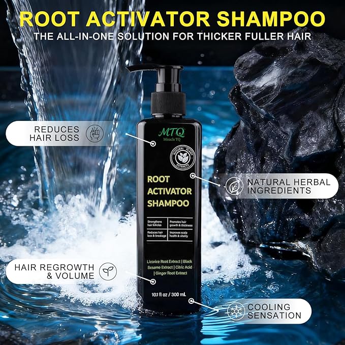Root Activator Shampoo for Men & Women - Anti Hair Loss & Mens Hair Regrowth Shampoo with Natural Herbal Ingredients & Biotin - For Scalp Health & Cooling Sensation, 10.1 Fl Oz /300ml