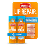 O'Keeffe's Lip Repair Lip Balm With Cooling Relief for Dry, Cracked Lips - Stick (Twin Pack) - Moisturizer for Extremely Cracked, Dry Lips