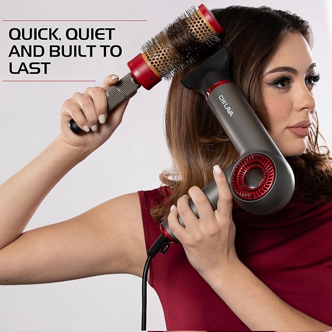 CHI Lava Brushless Motor Hair Dryer, Foldable Design, Faster, Quieter Drying, Reduces Frizz & Enhances Shine, Customizable Heat & Speed Settings