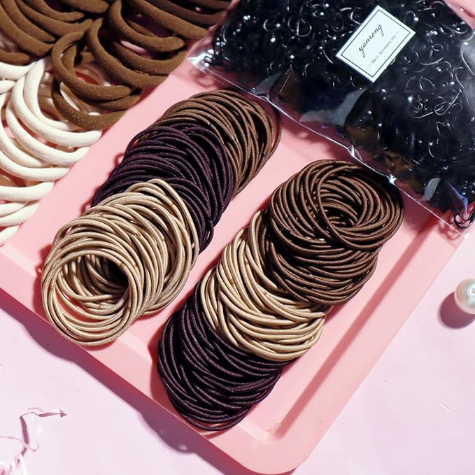 YANRONG 1159PCS Hair Accessories for Woman Set Seamless Ponytail Holders Variety Hair Scrunchies Hair Bands Scrunchy Hair Ties For Thick and Curly (Brown)