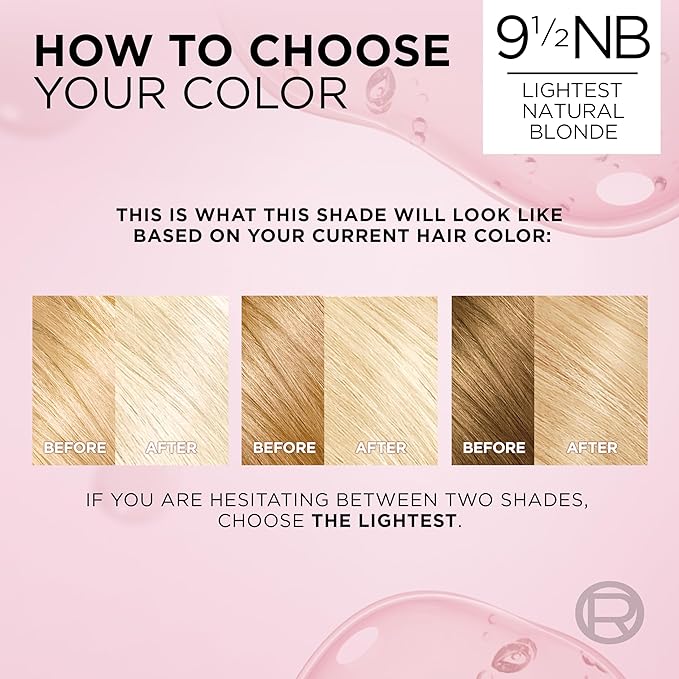 L'Oreal Paris Excellence Crème Permanent Hair Dye, Triple Care Hair Color with Pro-Keratine Complex for 100% Gray Hair Coverage, 9.5NB Lightest Natural Blonde, 1 Kit (Pack of 2)