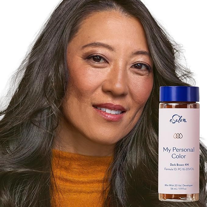eSalon Permanent Hair Color & Hair Dye Kit - Dark Brown - Personal Colorist for Up To 100% Gray Coverage, All Hair Types - Professional-Grade Ammonia-Free Dye