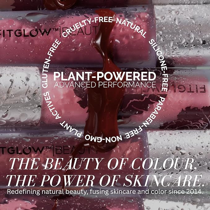 FITGLOW Beauty Lip Colour Serum | Hydrating Lip Gloss | Plumping Anti-Aging Lip Treatment | Natural Shine with Pomegranate Sterols & Collagen | Buildable Color for Dry Chapped Lips | Beach Glow - 10g