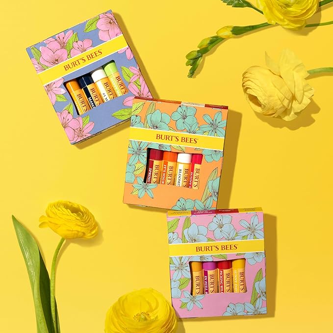 Burt's Bees Gifts Ideas - Just Picked Lip Balm Set, Pomegranate, Watermelon, Sweet Mandarin, Coconut & Pear, Natural Origin Lip Treatment, 4 Tubes, 0.15 oz.
