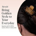 Kitsch x Star Wars C-3PO Glitter Medium Hair Clip for Women – Golden Droid Galaxy-Inspired Claw Clip | Recycled Plastic, Strong Secure Grip, | Ideal Gifts for Women, Hair Accessories for Girls