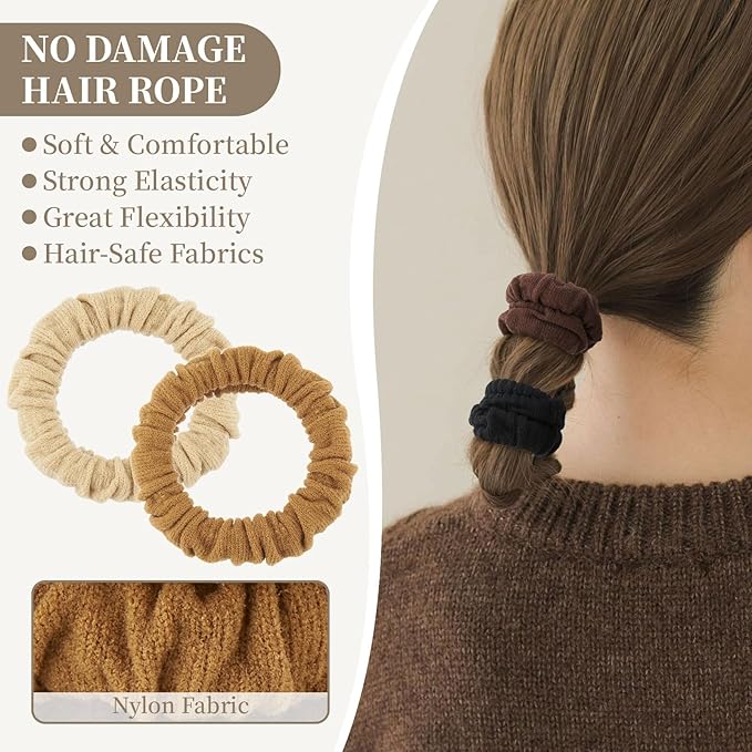 10 Pcs No Damage Hair Ties Thick Hair Elastic Rubber Bands Hair Accessories Scrunchies Seamless for Women