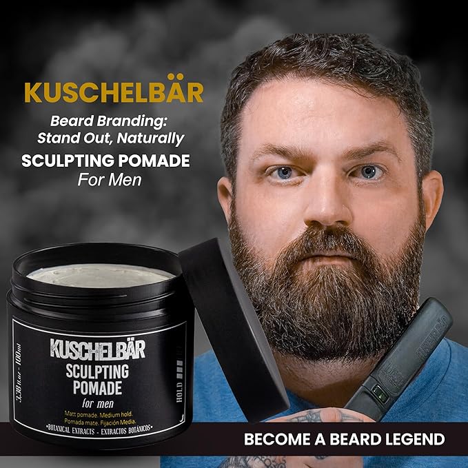 KUSCHELBAR Matte Hair Pomade for Men | Medium Hold | Matte Finish | Hair Wax with Kaolin Clay & Beeswax | Natural Look | Botanical Extracts | Nourishing, Non-Greasy Styling | 3,38 fl.oz.