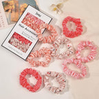 Scrunchies Silk Satin Hair Ties - Small Mini Thin Elestics Ponytail Holder Hair Bands Skinny Scrunchy For Thick Curl Hair No Crease Hair Ties Soft Accessories No Hurt Your Hair for Women and Girls
