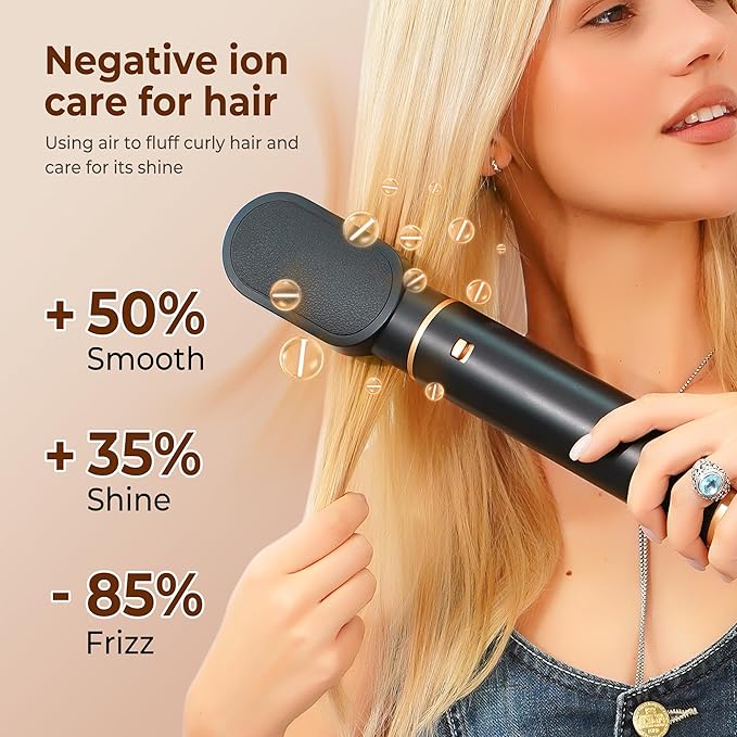 5 in 1 Blow Dryer Brush, Upgrade Hair Dryer Brush Air Curler Air Curling Wrap Styler, Detachable Hot Air Brush Negative Ion Curling Brush Iron, Hair Styling Tools for Drying Curling Straightening