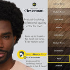 Reusable Hair & Beard Dye System for Men – Up to 5 Uses | 7-Minute Natural-Looking Gray Coverage | No-Drip Cream with SkinArmour® – Cleverman (Black for Black Men)