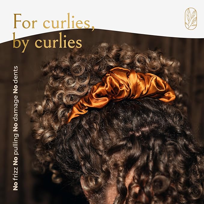 Silk Scrunchies for Women Ponytail Holders – Oversized Mulberry Silk Scrunchies – Extra Large No Damage Hair Ties for Curly, Thick, and Thin - Hair Accessories for Women – Pumpkin, XL By Curlfriend