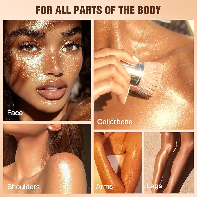 60ml Shimmer Body Oil – Illuminating Sunscreen SPF 30 Body Glow Oil with Radiant glitter, Lightweight Moisturizer for Highlighted Skin, Non-Greasy, Water-Resistant Summer Glow Enhancer (01# Gold)