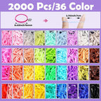 36 Colors Hair Rubber Bands for Hair, 2500 Pcs Elastic Hair Bands with 11 Hair Styling Tools, Colorful Elastic Hair Ties Toddler Hair Accessories for Girls Kids Christmas Gifts for Girls